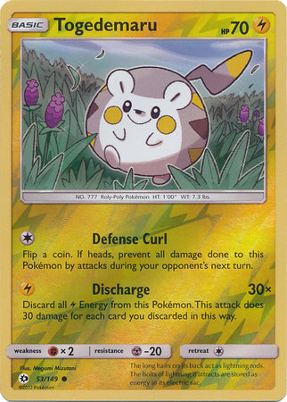 Sun & Moon - 053/149 - Togedemaru - Reverse Holo