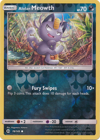 Sun & Moon - 078/149 - Alolan Meowth - Reverse Holo