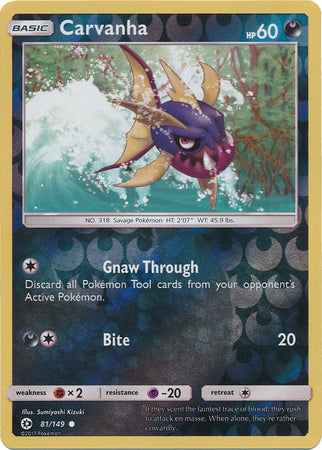 Sun & Moon - 081/149 - Carvanha - Reverse Holo