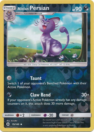 Sun & Moon - 079/149 - Alolan Persian - Reverse Holo