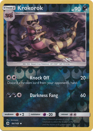Sun & Moon - 084/149 - Krokorok  - Reverse Holo
