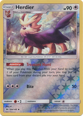 Sun & Moon - 104/149 - Herdier - Reverse Holo
