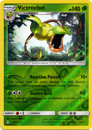 Unbroken Bonds - 015/214 - Victreebel - Reverse Holo