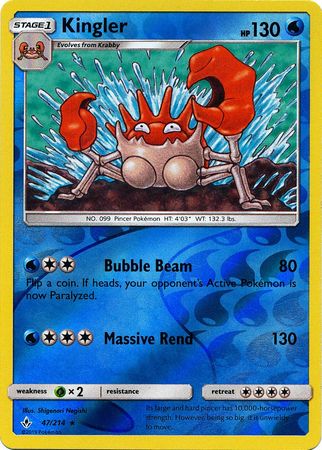 Unbroken Bonds - 047/214 - Kingler - Reverse Holo