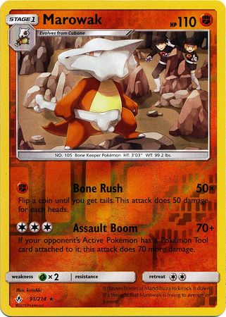 Unbroken Bonds - 091/214 - Marowak - Reverse Holo