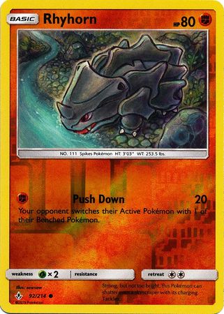Unbroken Bonds - 092/214 - Rhyhorn - Reverse Holo