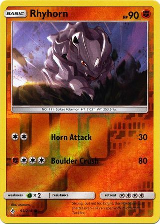 Unbroken Bonds - 093/214 - Rhyhorn - Reverse Holo