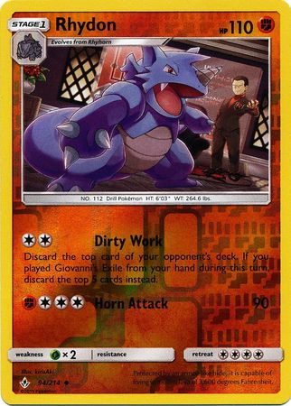 Unbroken Bonds - 094/214 - Rhydon - Reverse Holo
