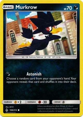 Unbroken Bonds - 108/214 - Murkrow - Reverse Holo