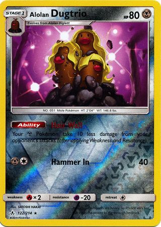 Unbroken Bonds - 122/214 - Alolan Dugtrio - Reverse Holo