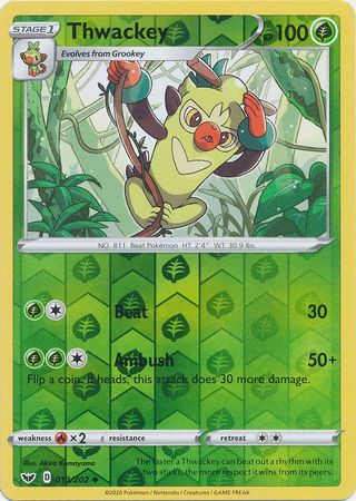 Sword & Shield - 013/202 - Thwackey - Reverse Holo