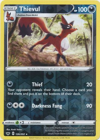 Sword & Shield - 126/202 - Thievul - Reverse Holo