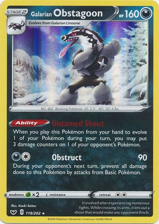 Sword & Shield - 119/202 - Galarian Obstagoon - Holo