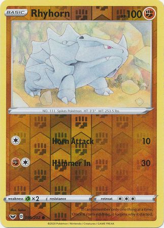 Sword & Shield - 096/202 - Rhyhorn - Reverse Holo