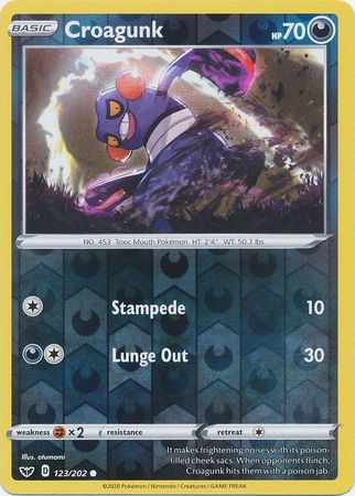 Sword & Shield - 123/202 - Croagunk - Reverse Holo