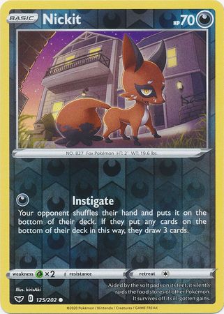 Sword & Shield - 125/202 - Nickit - Reverse Holo