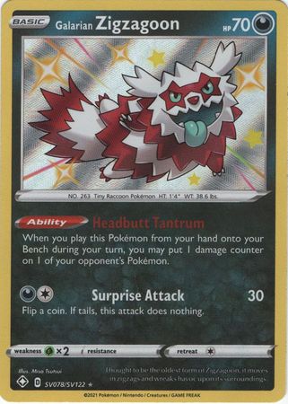 Shining Fates: Shiny Vault - SV078/SV122 - Galarian Zigzagoon