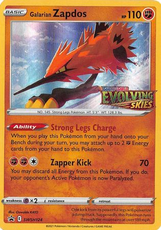 Black Star Promos - SWSH124 - Galarian Zapdos - Pre-Release Holo