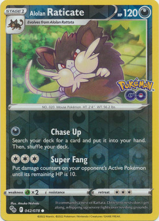 Pokémon GO - 042/078 - Alolan Raticate - Reverse Holo