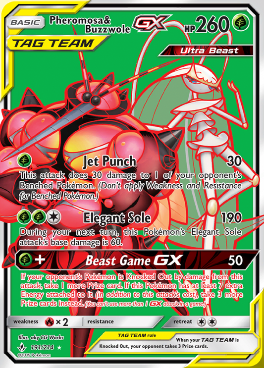 Unbroken Bonds - 191/214 - Pheromosa &amp; Buzzwole GX (Tag Team)