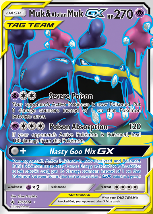 Unbroken Bonds - 196/214 - Muk &amp; Alolan Muk GX (Tag Team)