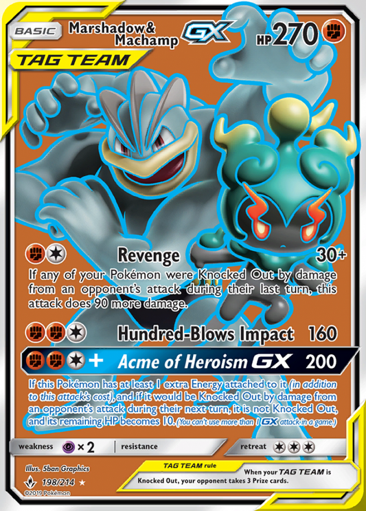 Unbroken Bonds - 198/214 - Marshadow &amp; Machamp GX (Tag Team)
