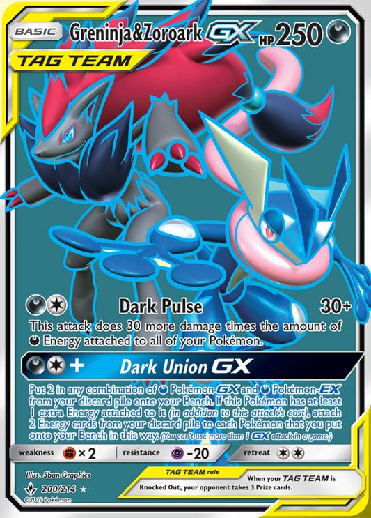 Unbroken Bonds - 200/214 - Greninja &amp; Zoroark GX (Tag Team)