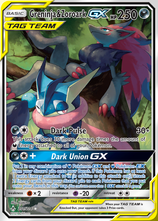 Unbroken Bonds - 201/214 - Greninja &amp; Zoroark GX (Tag Team)