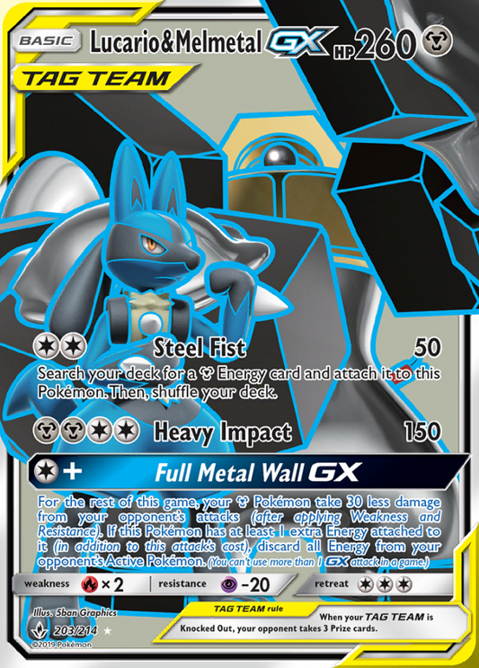 Unbroken Bonds - 203/214 - Lucario &amp; Melmetal GX (Tag Team)
