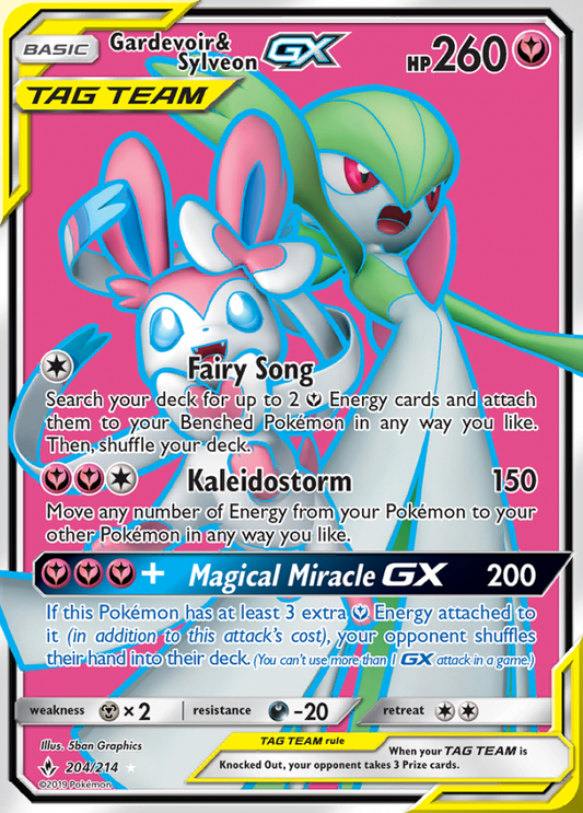 Unbroken Bonds - 204/214 - Gardevoir &amp; Sylveon GX (Tag Team)