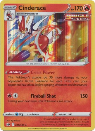 Chilling Reign - 028/198 - Cinderace -  Holo